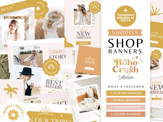 Boho Shop Banners for Shopify -  Mustard & Blush Pink