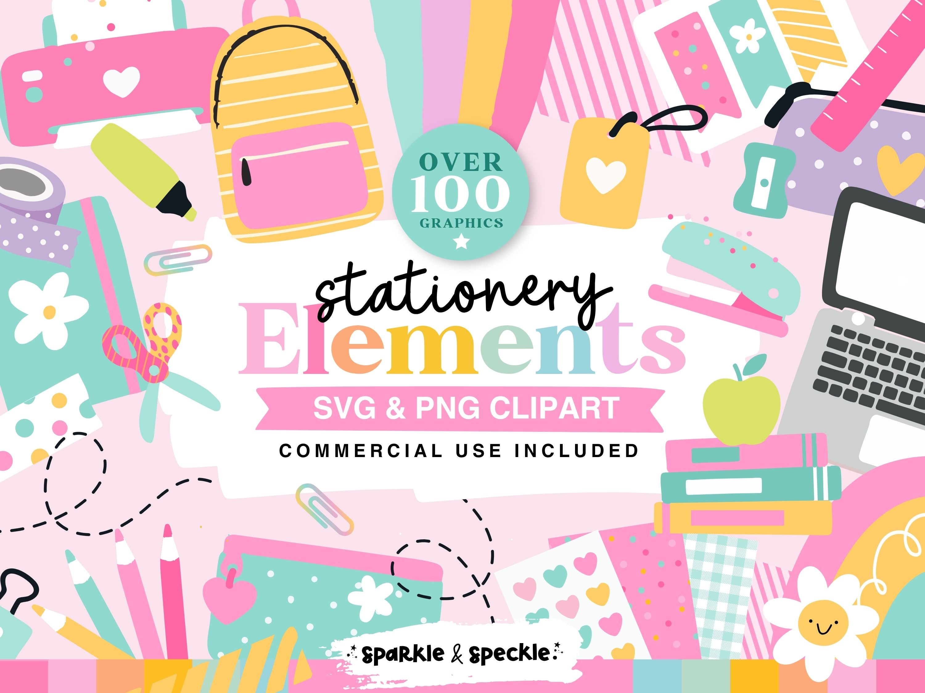 Stationery Clipart Bundle SVG PNG | School Supplies & Planner Clipart