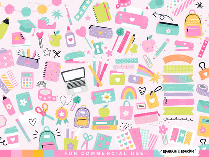 Back to School SVG Bundle | Cute School Supplies Clipart