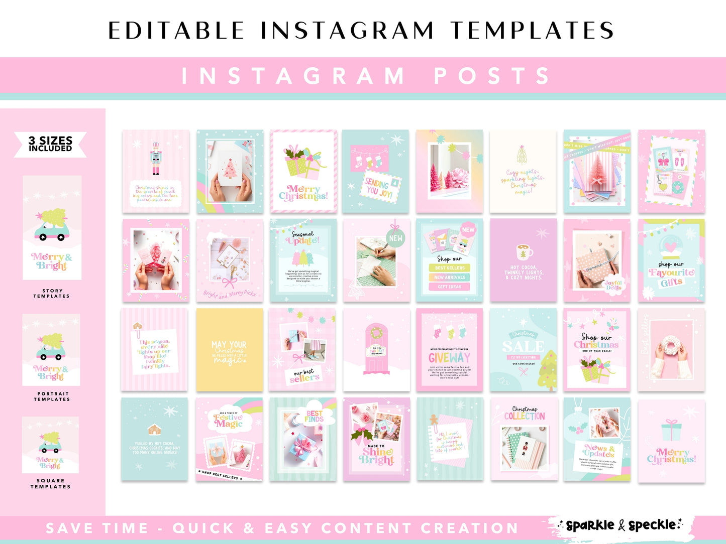 Pastel Christmas Instagram Templates