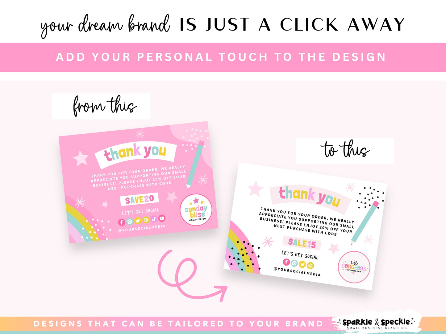 Pink Thank You Card Template