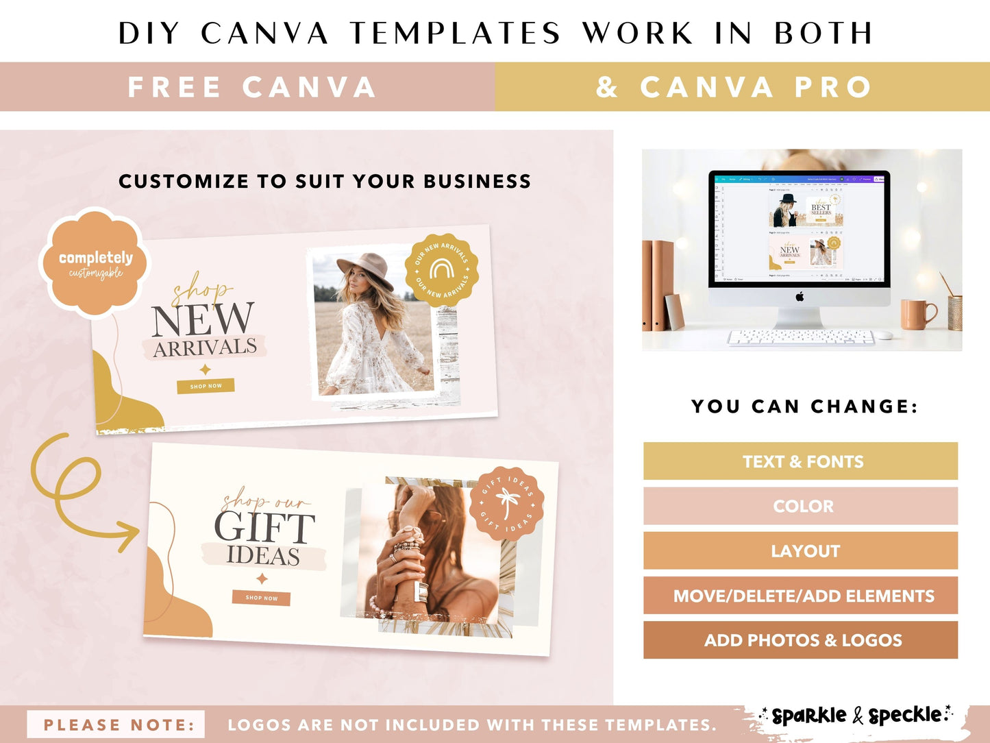 Boho Shop Banners for Shopify -  Mustard & Blush Pink