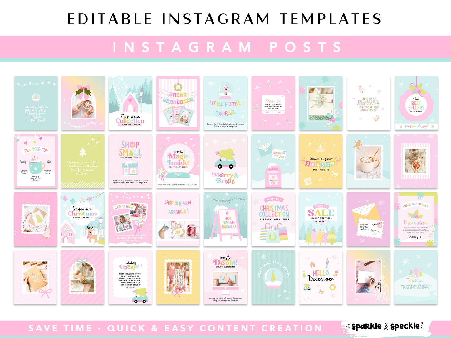 Pastel Christmas Instagram Templates