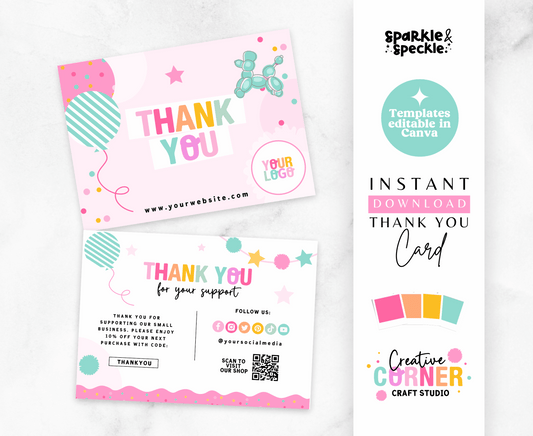 Party Colorful Thank You Card Template