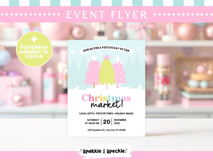 Pastel Christmas Market Flyer Template