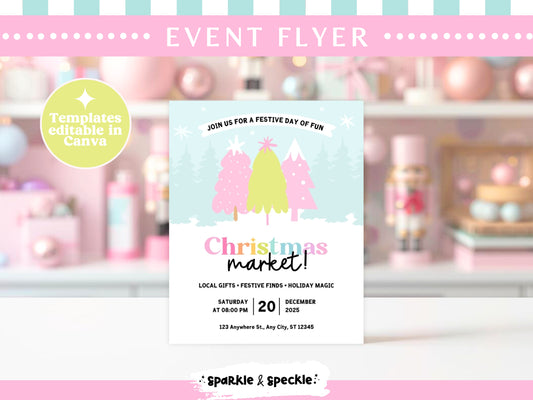 Pastel Christmas Market Flyer Template