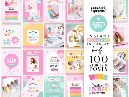 Colorful Party Shop Instagram Template Bundle