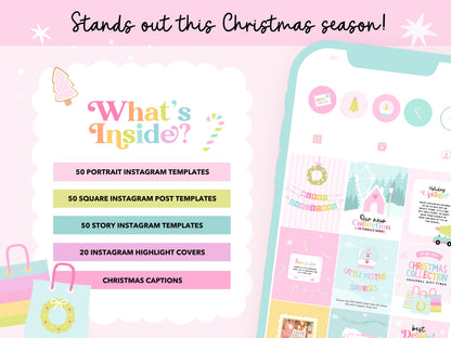 Pastel Christmas Instagram Templates