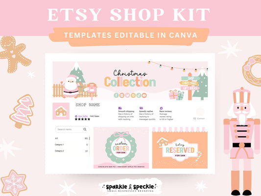 Christmas Etsy Shop Kit – Fun & Colorful Canva Templates