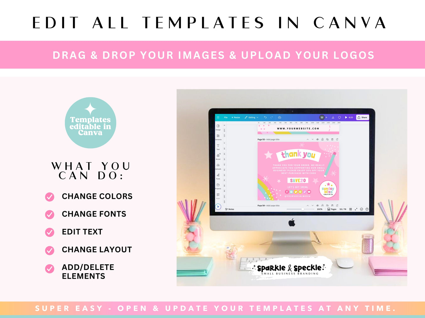 Pink Thank You Card Template