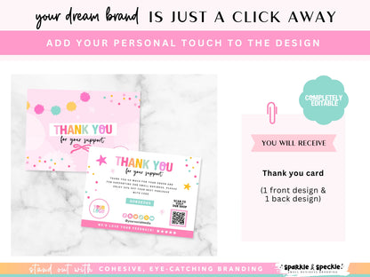 Pink Thank You Card Template - Colorful Packaging Insert