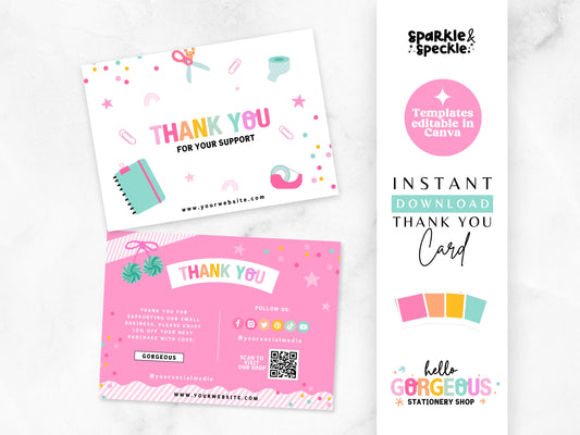 Stationery Thank You Card Template: Order Insert Editable in Canva