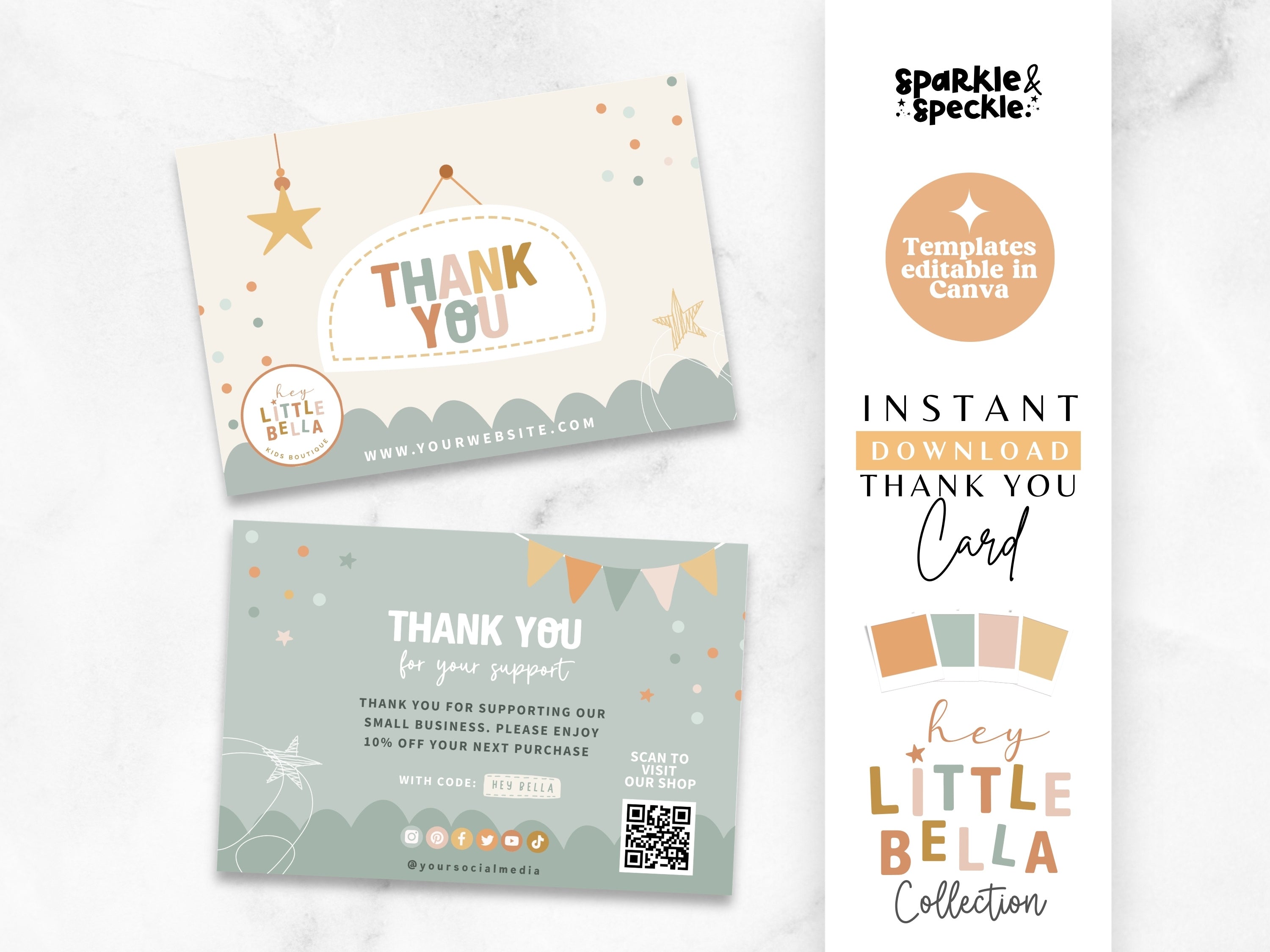 Kids Boho Thank You Card Template