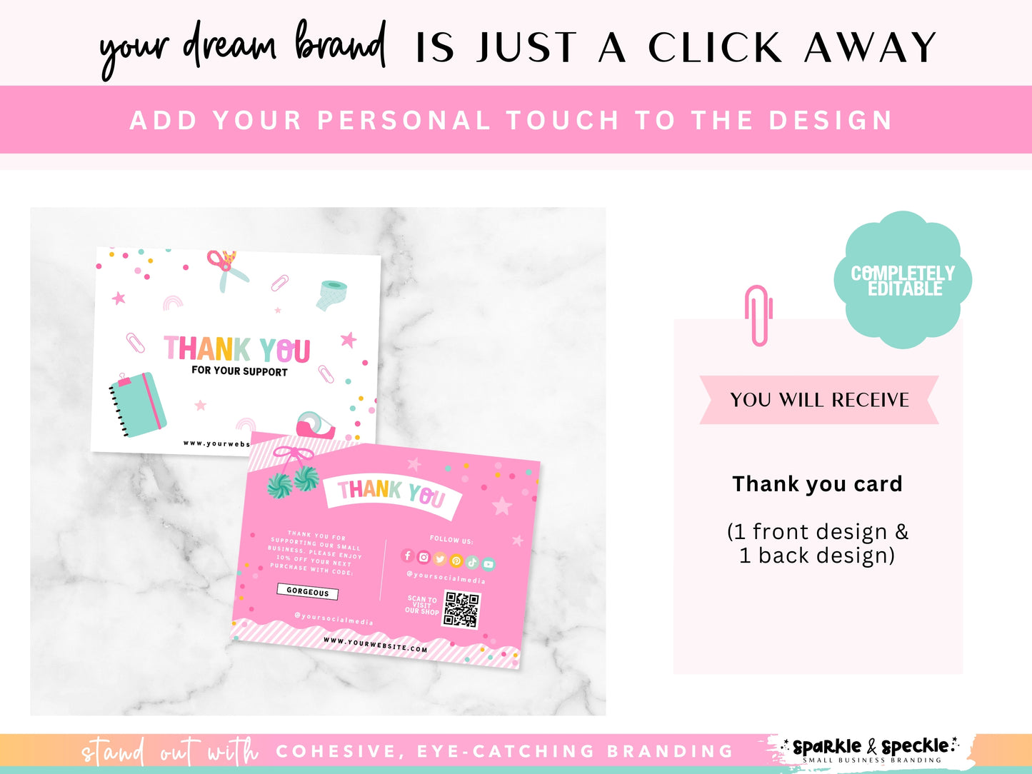 Stationery Thank You Card Template: Order Insert Editable in Canva