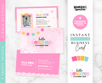 HELLO GORGEOUS STANDARD SIZE BUSINESS CARD TEMPLATE