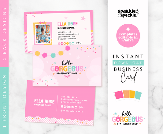 HELLO GORGEOUS STANDARD SIZE BUSINESS CARD TEMPLATE
