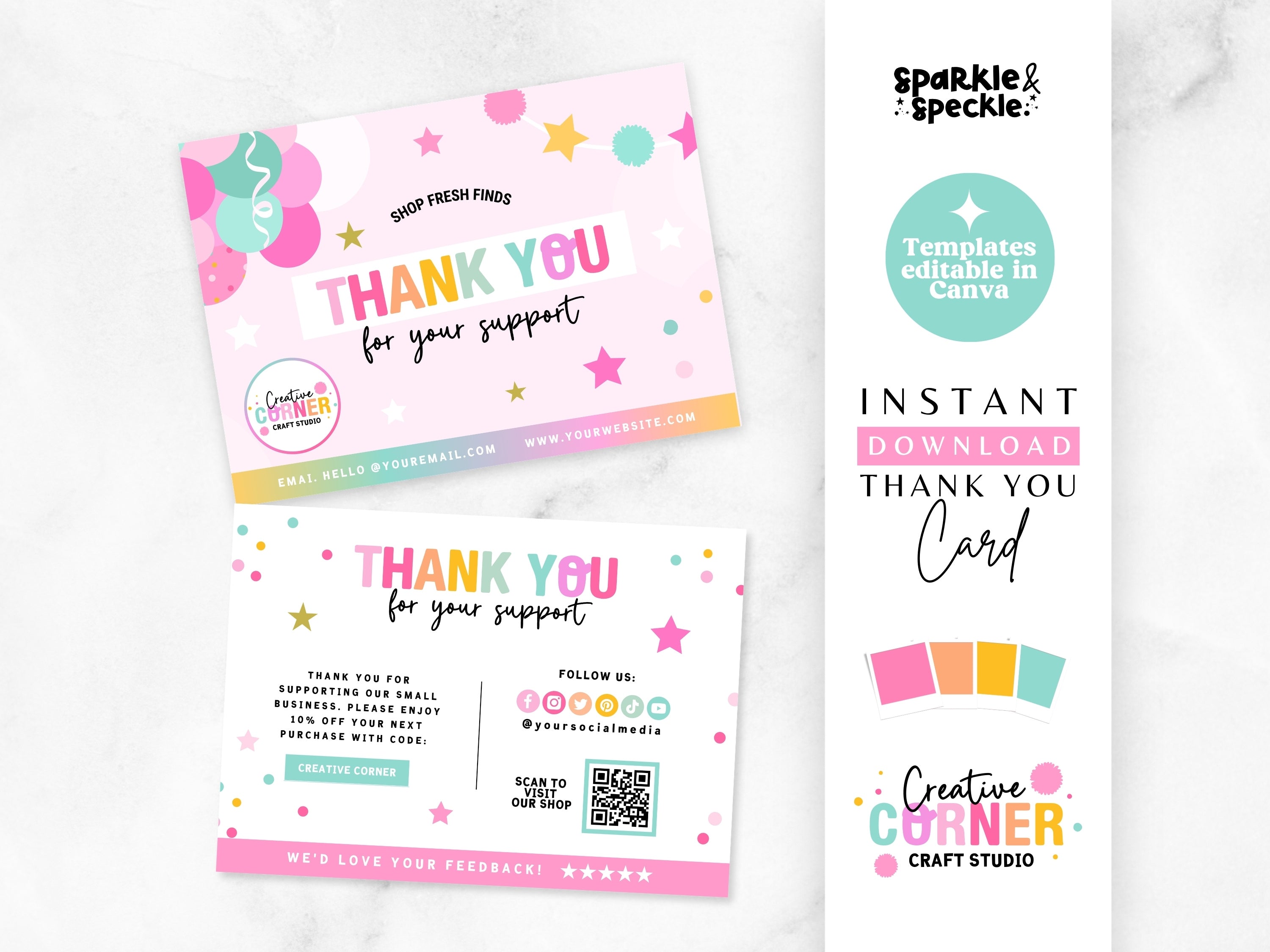 Balloon Thank You Card Template