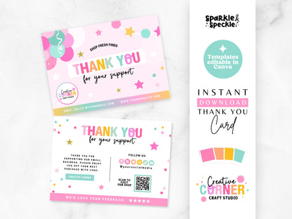 Balloon Thank You Card Template