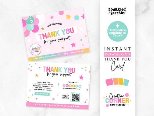 Balloon Thank You Card Template