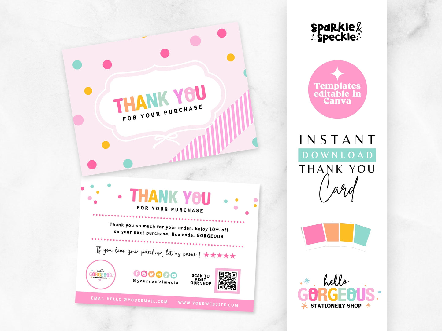Polka Dot Thank You Card Template