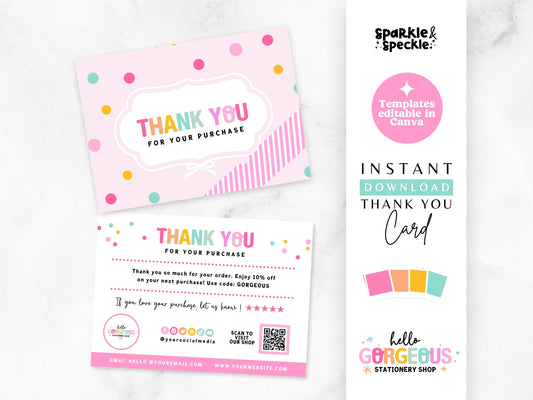 Polka Dot Thank You Card Template