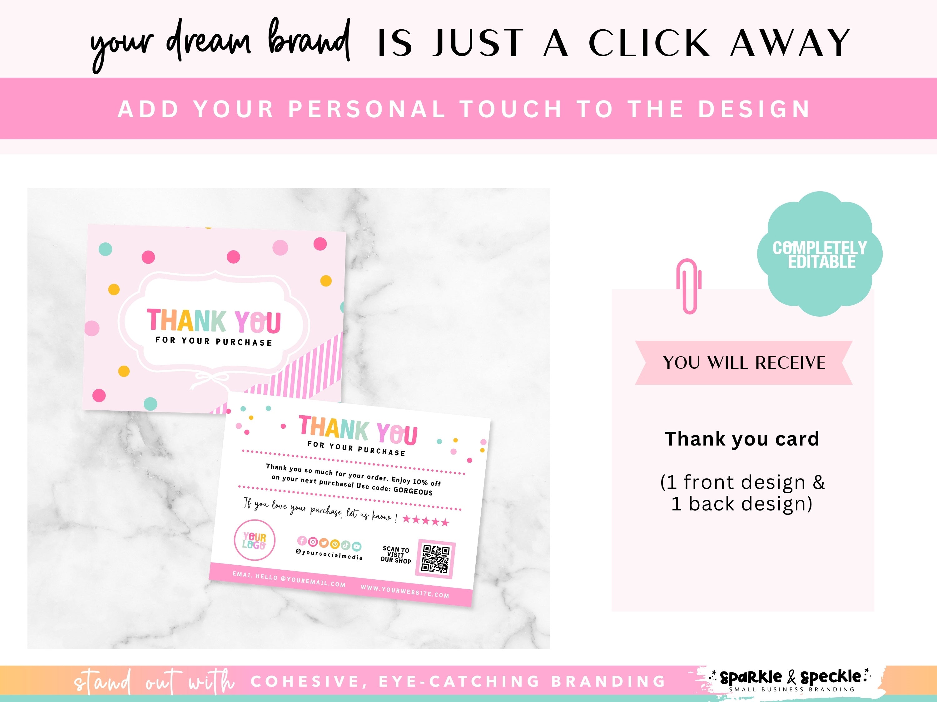 Polka Dot Thank You Card Template