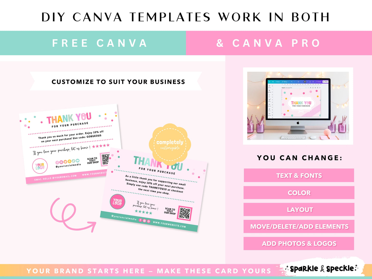 Polka Dot Thank You Card Template