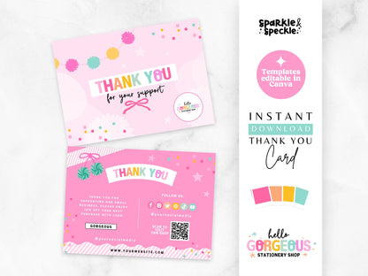 Pink Thank You Card Template - Rainbow Packaging Insert