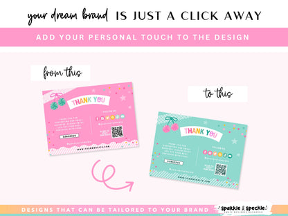 Pink Thank You Card Template - Rainbow Packaging Insert