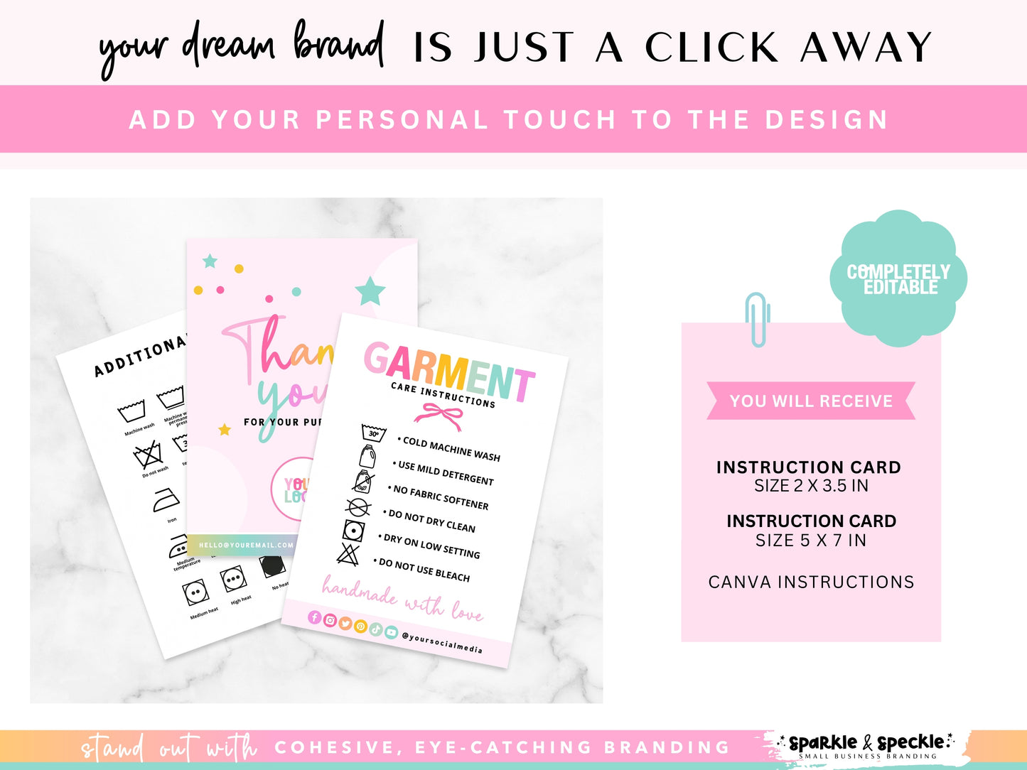 Colorful Garment Care Instructions Card Template