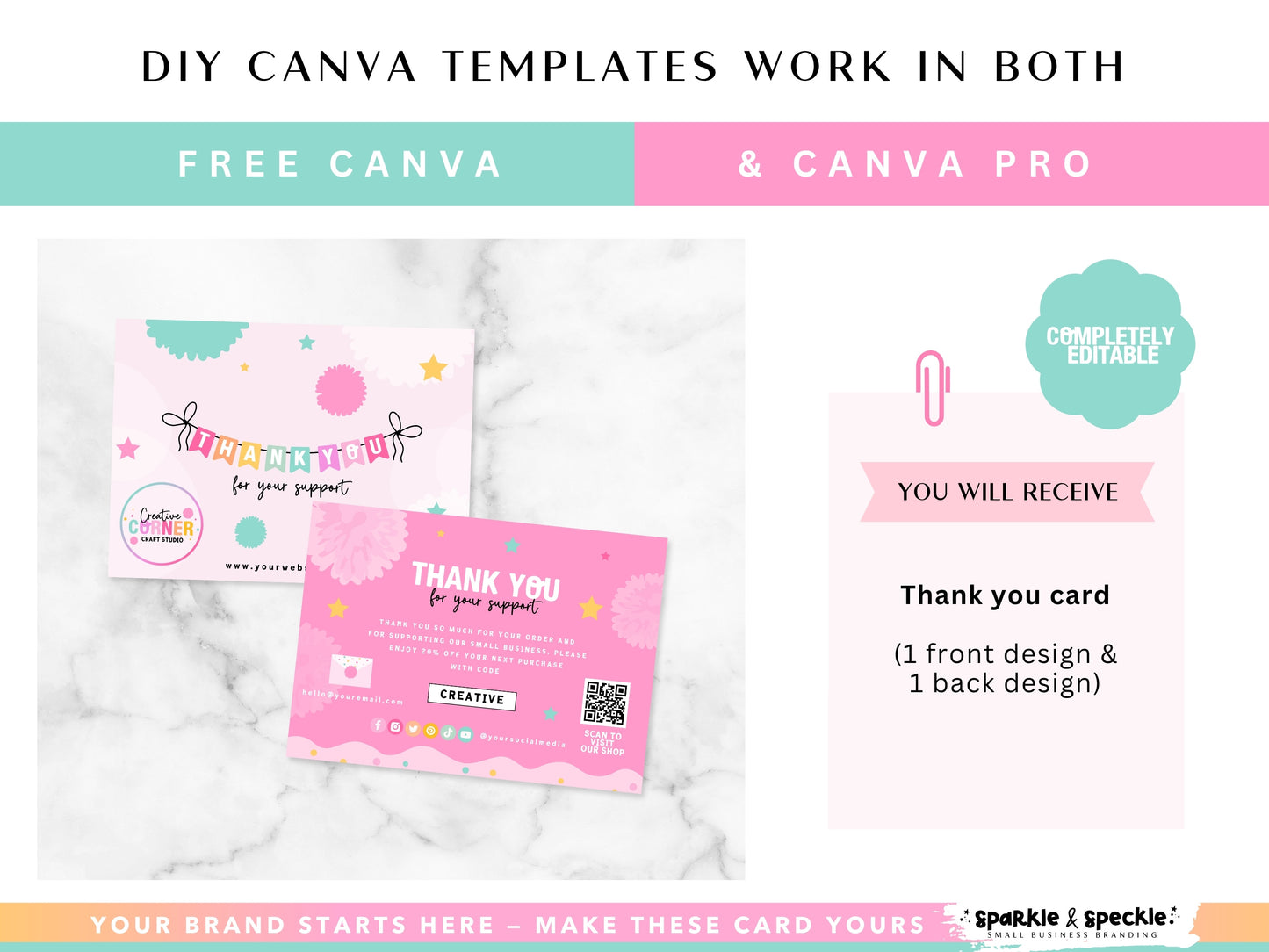 Pink Party Thank You Card Template