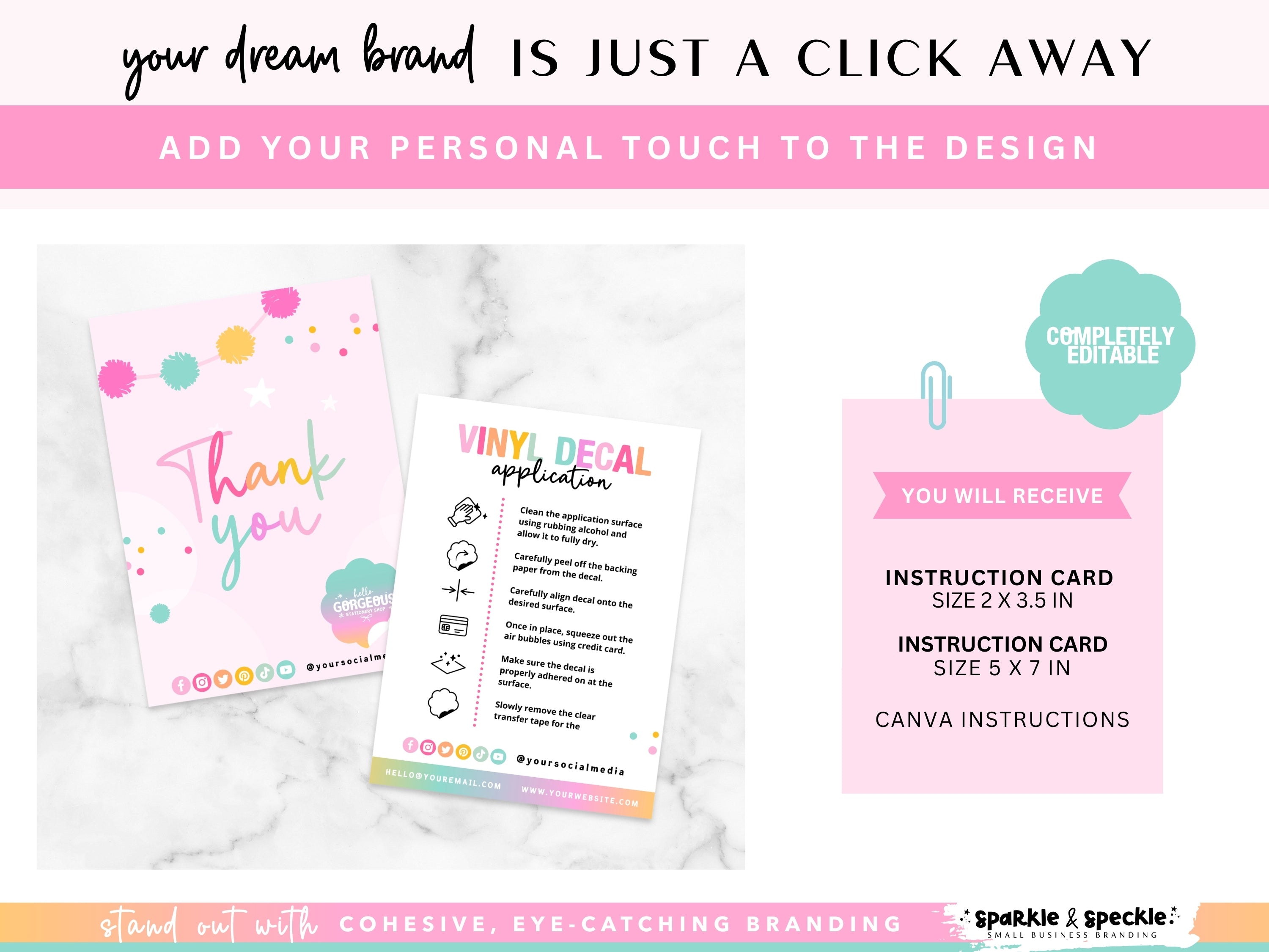 Colorful Vinyl Decal Application Instructions Card