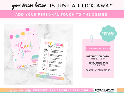 Colorful Vinyl Decal Application Instructions Card
