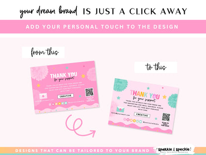 Pink Party Thank You Card Template