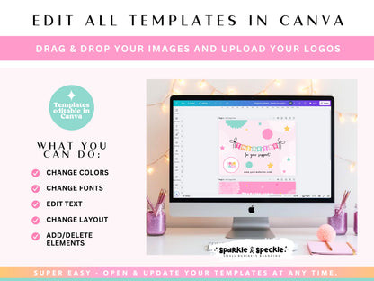 Pink Party Thank You Card Template