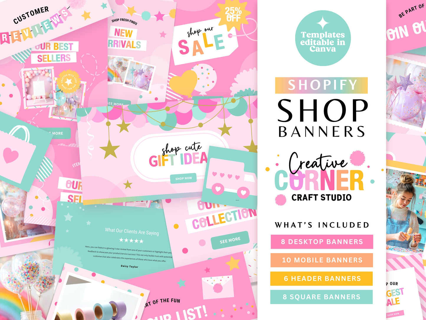 Colorful Party Shop Banner Templates for Shopify