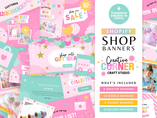 Colorful Party Shop Banner Templates for Shopify