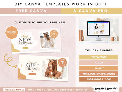 Boho Shop Banners for Shopify -  Mustard & Blush Pink