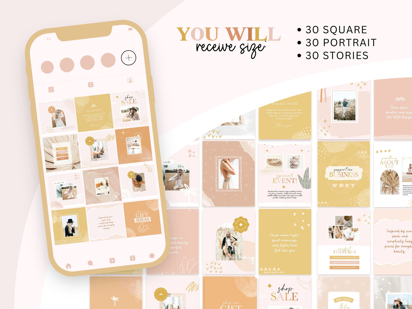 Neutral Boho Instagram Posts & Stories Templates
