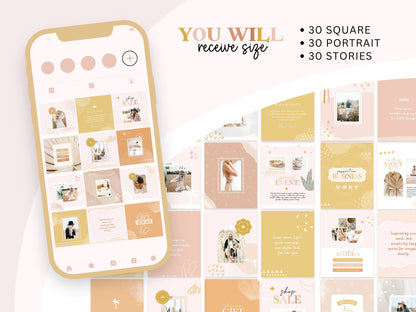 Neutral Boho Instagram Posts & Stories Templates
