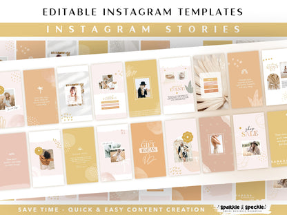 Neutral Boho Instagram Posts & Stories Templates