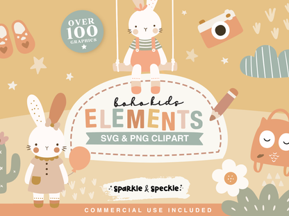 Boho Kids Clipart SVG & PNG Graphics