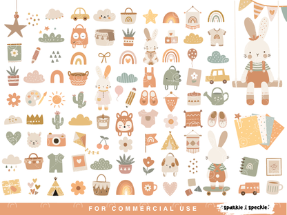 Boho Kids Clipart SVG & PNG Graphics