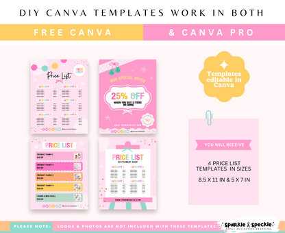 Hello Gorgeous Price List Templates