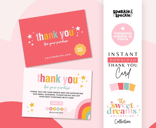 SWEET DREAMS THANK YOU CARD TEMPLATE