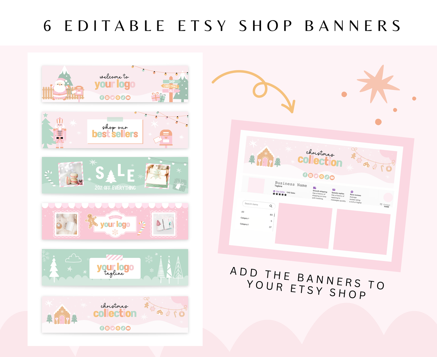 CHRISTMAS ETSY SHOP BANNERS