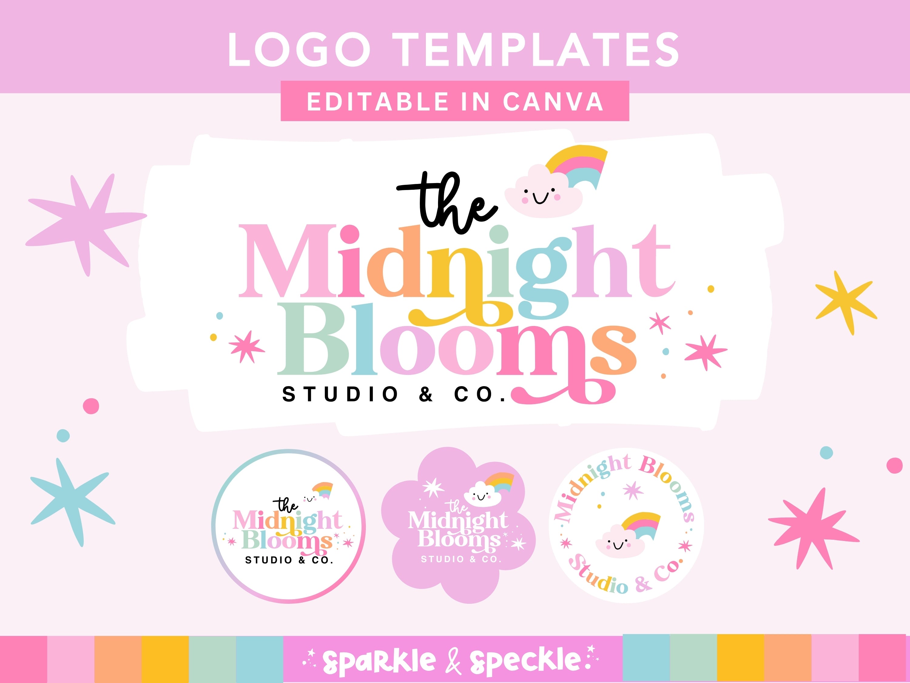 Editable Retro Rainbow Logo Kit Template