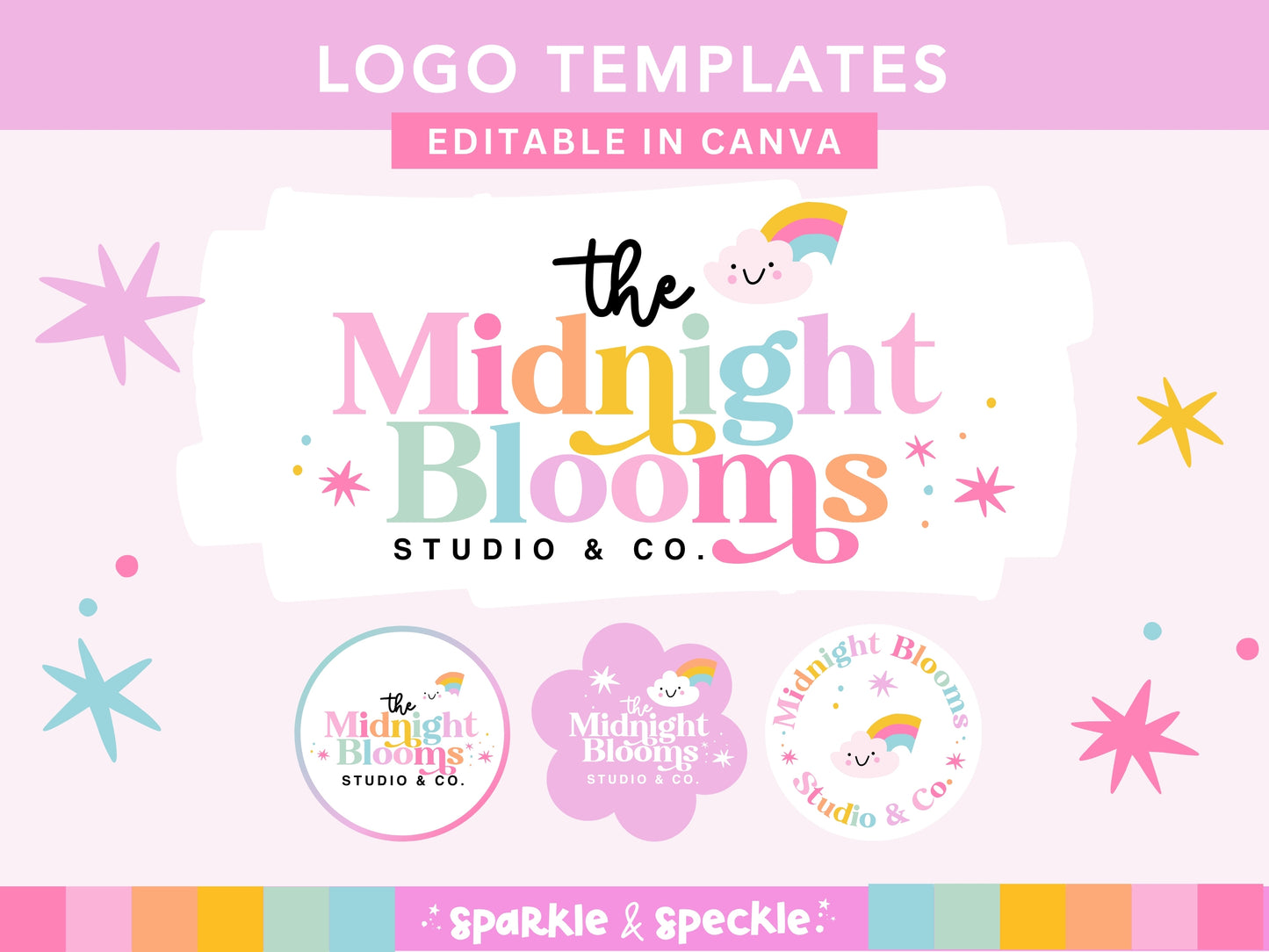 Editable Retro Rainbow Logo Kit Template