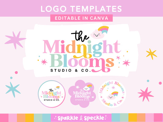 Editable Retro Rainbow Logo Kit Template