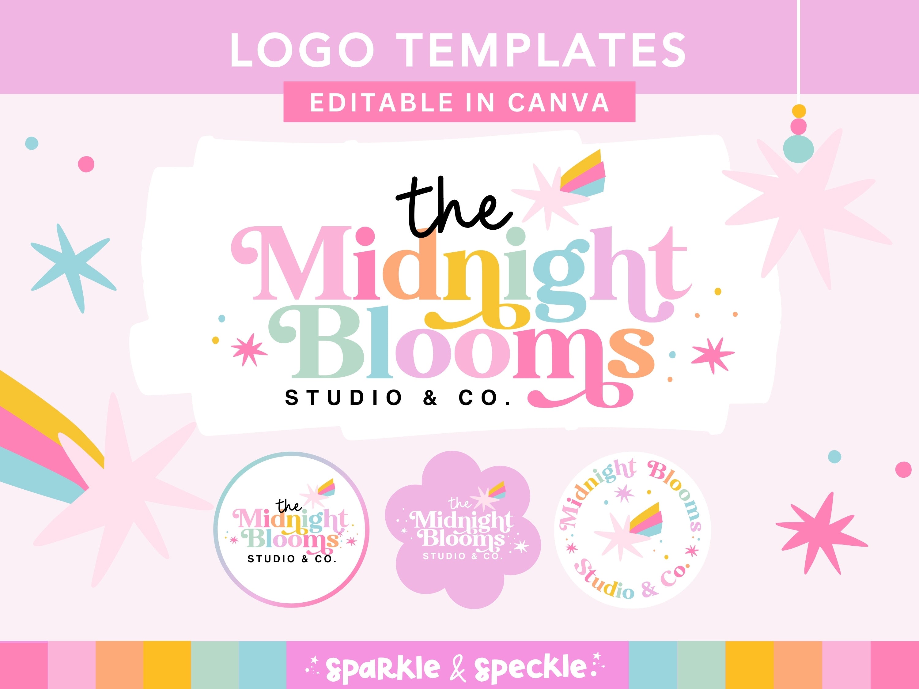 Editable Retro Rainbow Logo Kit Template